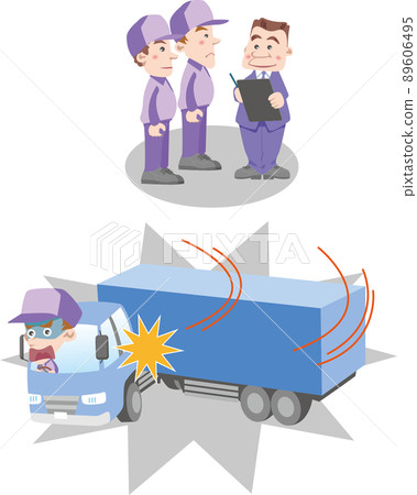 Traffic safety <Jackknifing phenomenon of truck drivers and trailers / Inspection roll call before driving> Traffic safety <Jackknifing phenomenon of truck drivers and trailers / Inspection roll call before driving> 89606495