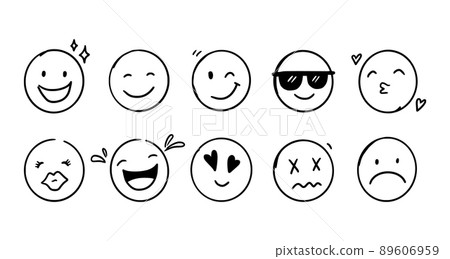 Doodle Emoji face icon set 89606959