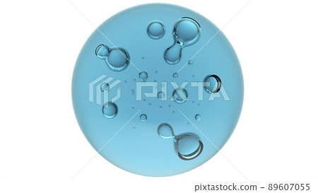 Cosmetic gel background. Blue transparent gel with texture and bubbles close up 89607055