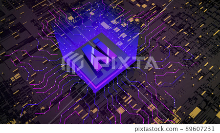 Ai 3d image concept. Computer microprocessor with artificial intelligence on digital background. Computer microprocessor with artificial intelligence on digital background. Digital neurotechnologies 89607231