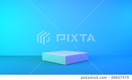 3d podium background. White stone podiums for a cosmetic product or packaging on a colored backdrop with studio light. 3d podium background. White stone podiums for a cosmetic product or packaging on a colored backdrop with studio light. 89607479
