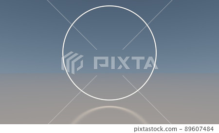 3d podium background. A futuristic abstract background with a white blank circle in the water and bright lighting. 3d podium background. A futuristic abstract background with a white blank circle in the water and bright lighting. 89607484