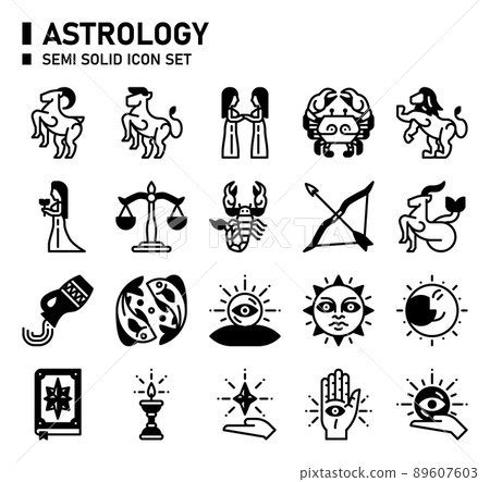 Zodiac icon set. 89607603