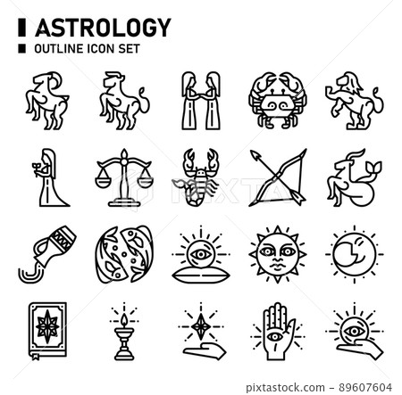 Zodiac icon set. 89607604