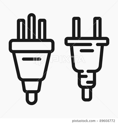 electric plug line icon vector flat illustration - Stock Illustration ...