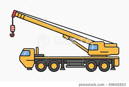 construction crane truck vector flat illustration - Stock Illustration ...