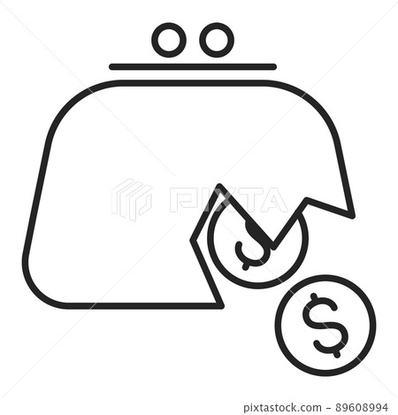 Coins falling out of the torn wallet 89608994