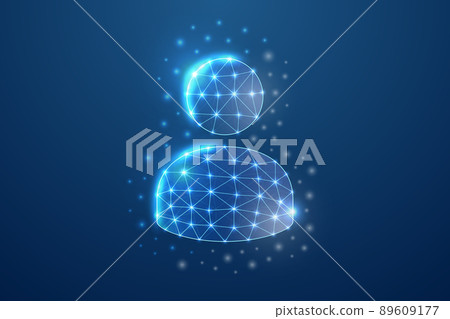 User avatar 3d symbol in blue low poly style. Teamwork, businessman design concept vector illustration. Profile polygonal wireframe. 89609177