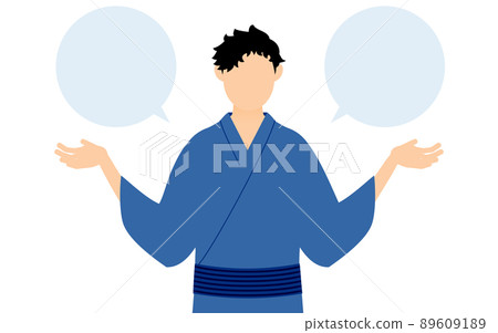 Men's yukata, open hands, talk, with balloons Men's yukata, open hands, talk, with balloons 89609189