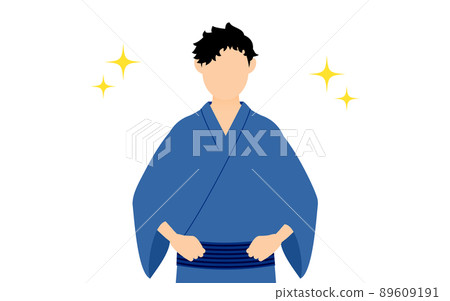 男士浴衣,手放在腰帶上,帶閃光 男士浴衣,手放在腰帶上,帶閃光 89609191