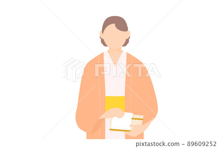 穿著浴衣、穿著茶罩和浴缸的溫泉的形象 89609252