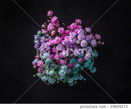 Close-up of flower on black background. View from above. Close-up of flower on black background. View from above. 89609253