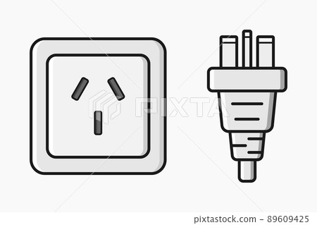 power outlet plug chinese type i vector flat illustration 89609425