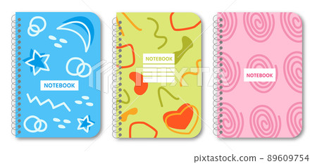 Notebooks floral geometric and chaotic shapes set Notebooks floral geometric and chaotic shapes set 89609754