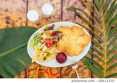 potato pancakes and salad on tropics resort exotic spa potato pancakes and salad on tropics resort exotic spa 89612350