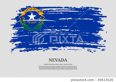 Nevada flag with brush stroke effect and information text poster, vector Nevada flag with brush stroke effect and information text poster, vector 89613026