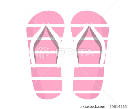 Beach sandals pink cute striped illustration Beach sandals pink cute striped illustration 89614383