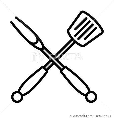 Crossed Frying Spatula And Fork Icon Crossed Frying Spatula And Fork Icon 89614574