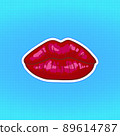 Sexy red lips icon isolated on white background. Beautiful womans an air kiss with glossy lipstick. Fashion vector illustration. 89614787