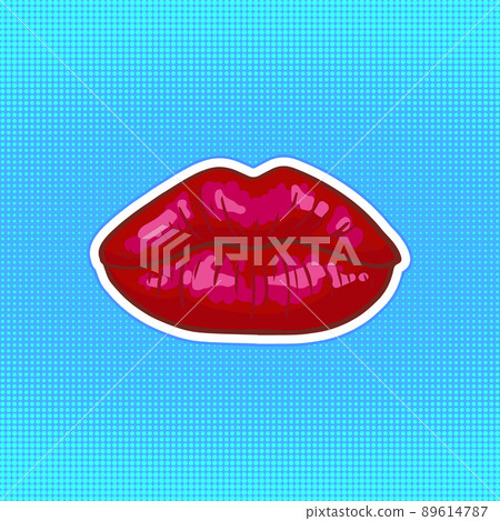 Sexy red lips icon isolated on white background. Beautiful womans an air kiss with glossy lipstick. Fashion vector illustration. 89614787