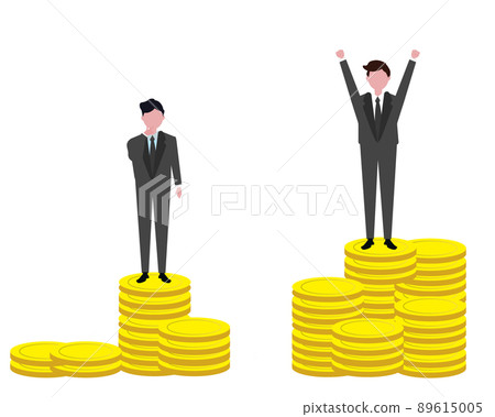 Economic inequality Two men Income inequality Money suits Difference between rich and poor Illustration Economic inequality Two men Income inequality Money suits Difference between rich and poor Illustration 89615005