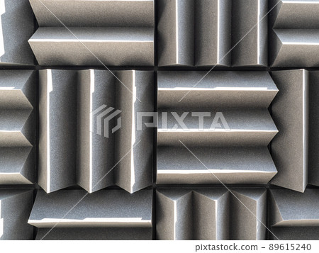 Grey dampening acoustic foam in the vocal recording room. Grey dampening acoustic foam in the vocal recording room. 89615240