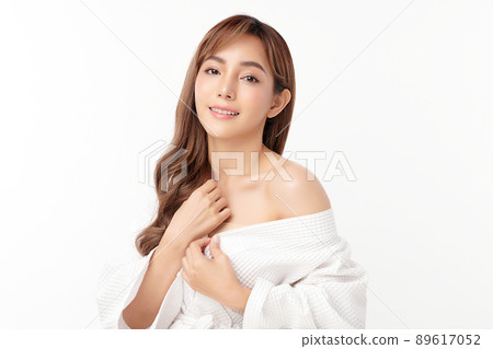 Beautiful young asian woman with clean fresh skin on white background, Face care, Facial treatment, Beautiful young asian woman with clean fresh skin on white background, Face care, Facial treatment, 89617052