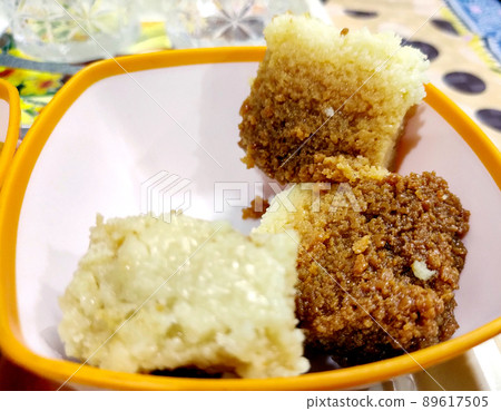 Indian Milk Cake kalakand or Alwar ka Mawa sweet served in a plate 89617505