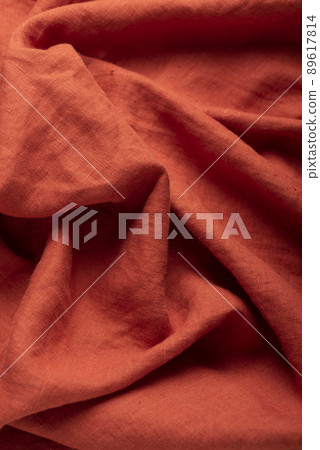 Stonewashed linen fabric in brick color Stonewashed linen fabric in brick color 89617814