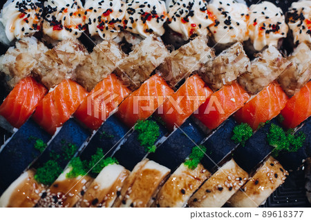 Colorful delicious mouthwatering sushi set.An Colorful delicious mouthwatering sushi set.An 89618377