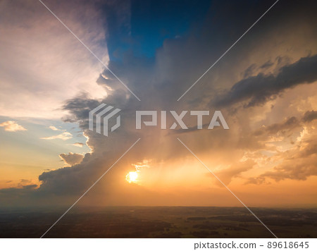 Aerial picture of Storm clouds with micro burst 89618645