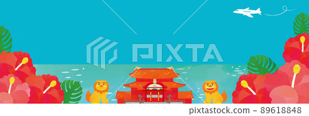 Okinawa blue sky and background of Shisa Okinawa blue sky and background of Shisa 89618848