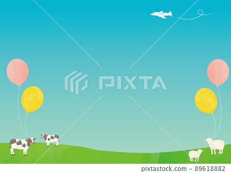 Hokkaido animals, balloons and blue sky background 89618882