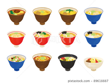 Watercolor style touch ramen menu set 89618887