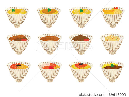 Watercolor style touch donburi menu set 89618903
