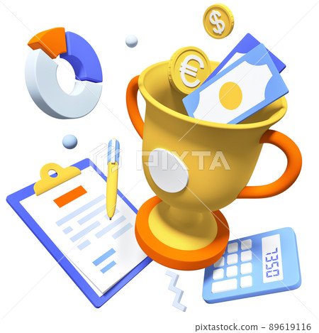 Prize money and investments - modern realistic 3d illustration 89619116