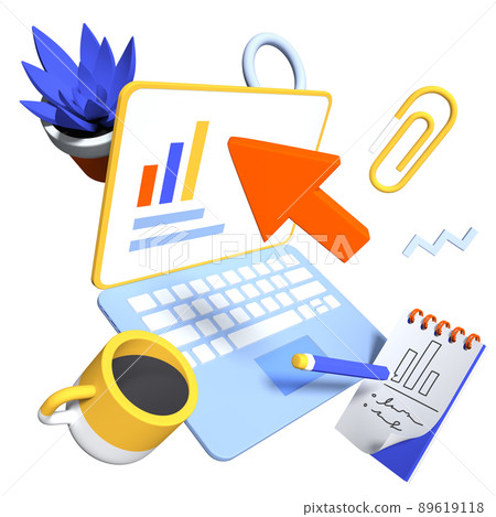 Online freelance work - modern realistic 3d illustration 89619118