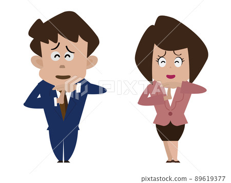 為時間道歉的男人和女人擺姿勢 89619377