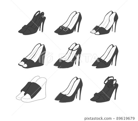 Black high heels illustration set 89619679