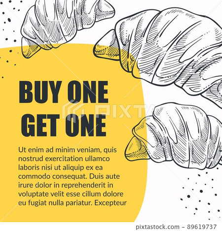 Buy one get another croissants discounts in bakery Buy one get another croissants discounts in bakery 89619737