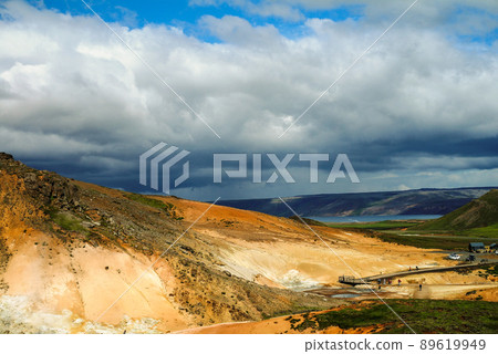Panorama of Gunnuhver geothermal area in Reykjanes Iceland Panorama of Gunnuhver geothermal area in Reykjanes Iceland 89619949