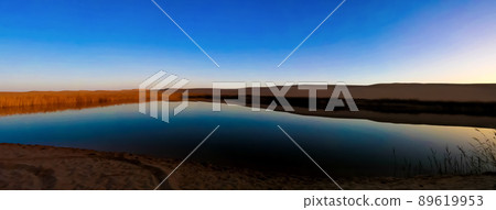 Panorama landscape at Great sand sea and lake around Siwa oasis Panorama landscape at Great sand sea and lake around Siwa oasis 89619953