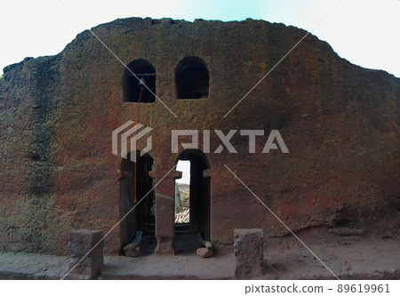 The bell tower of Biete Mariam rock-hewn church, Lalibela, Ethiopia 89619961