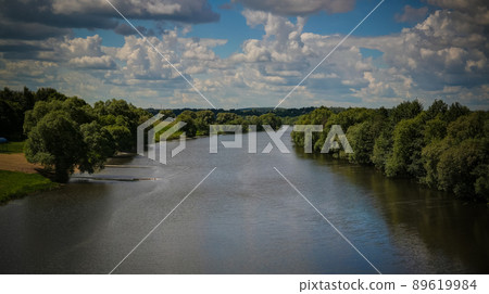 Aerial view to Osyotr river, tributary of the Oka river near Zaraysk, Moscow region, Russia, 89619984