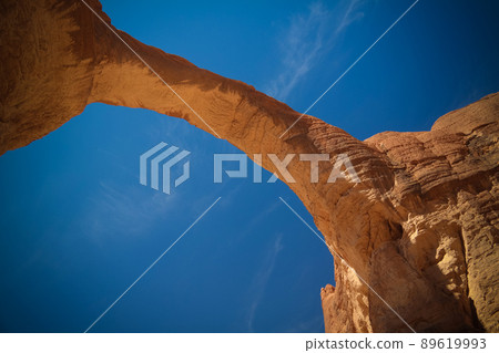 bottom up view Abstract Rock formation at plateau Ennedi aka Aloba arch in Chad bottom up view Abstract Rock formation at plateau Ennedi aka Aloba arch in Chad 89619993