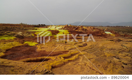 Panorama inside Dallol volcanic crater in Danakil depression, Afar Ethiopia 89620004
