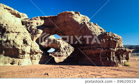 Landscape of sand dune and sandstone nature sculpture at Tamezguida in Tassili nAjjer national park, Algeria 89620019