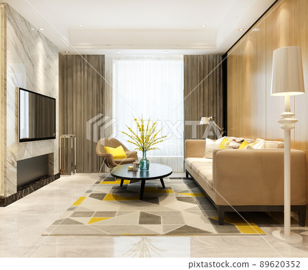 3d rendering loft luxury living room with bookshelf 3d rendering loft luxury living room with bookshelf 89620352