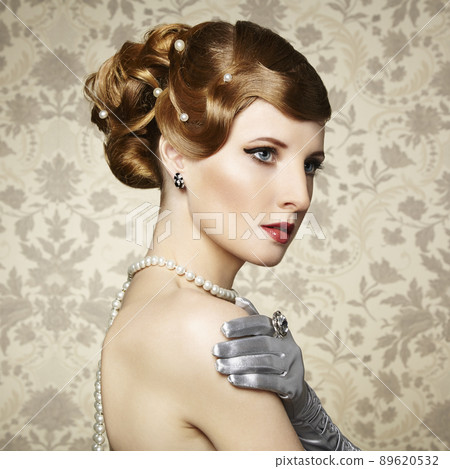 Retro portrait of beautiful woman. Vintage style Retro portrait of beautiful woman. Vintage style 89620532
