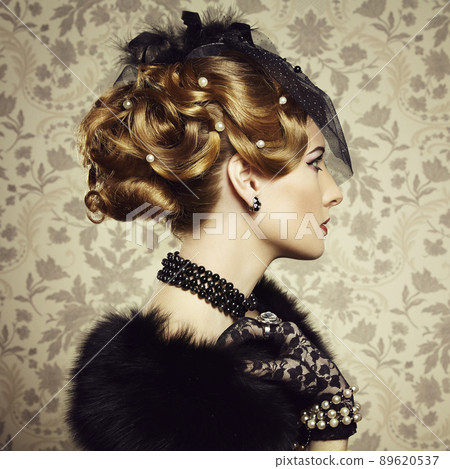 Retro portrait of beautiful woman. Vintage style Retro portrait of beautiful woman. Vintage style 89620537